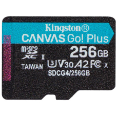 Карта пам'яті Kingston microSD 256GB C10 UHS-I U3 A2 V30 R200/W160MB/s + SD-адаптер