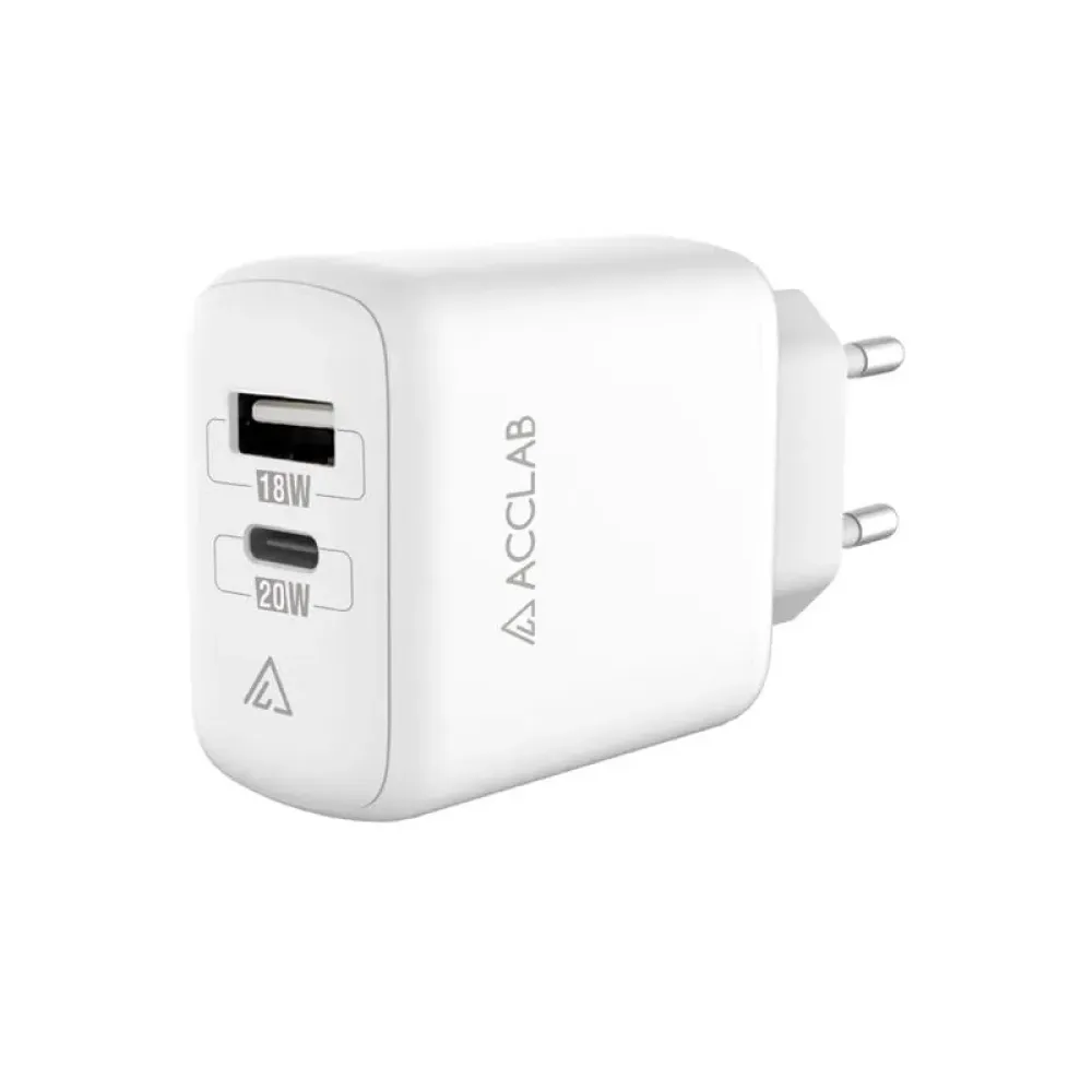 Зарядний пристрій AccLab AL-TC220 (1xUSB, 1xType-C) White