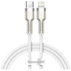 Кабель Baseus Cafule Metal USB-C-Lightning, 1м White (6953156202078)