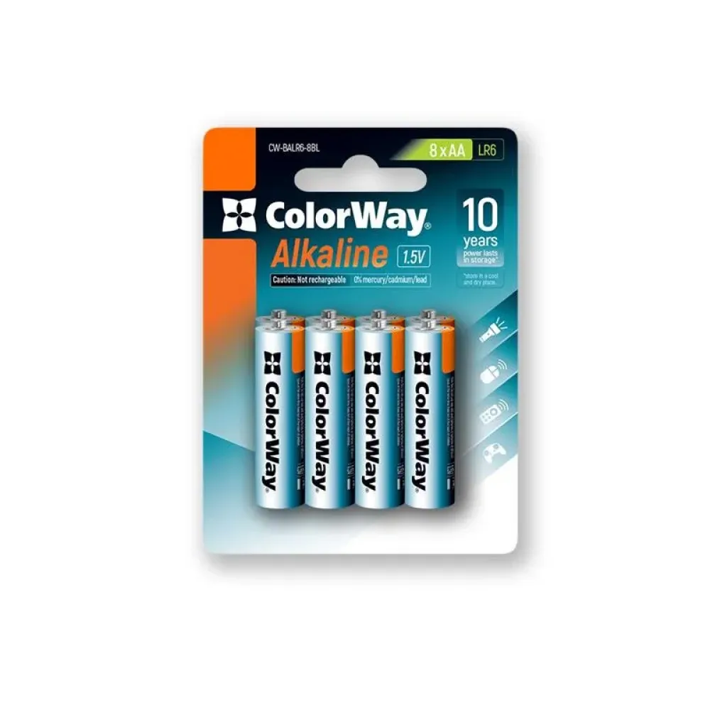 Батарейки ColorWay Alkaline Power AA/LR06 BL 8шт
