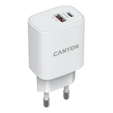 Мережевий зарядний пристрій Canyon H-20-04 (2USB, 3A) PD, QC3.0 White (CNE-CHA20W04)