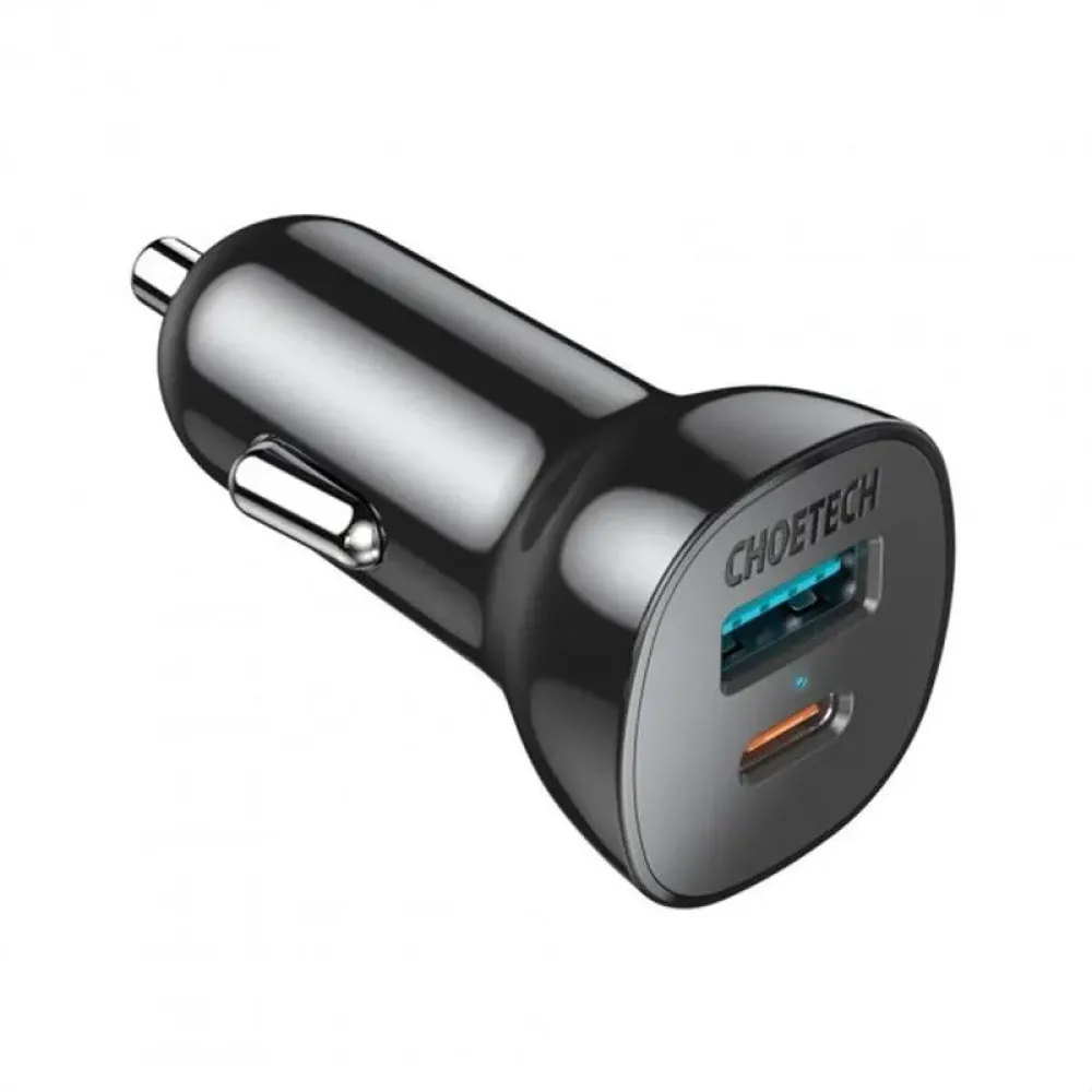 Автомобільний зарядний пристрій Choetech 38W PD3.0 QC3.0 Black (TC0005)