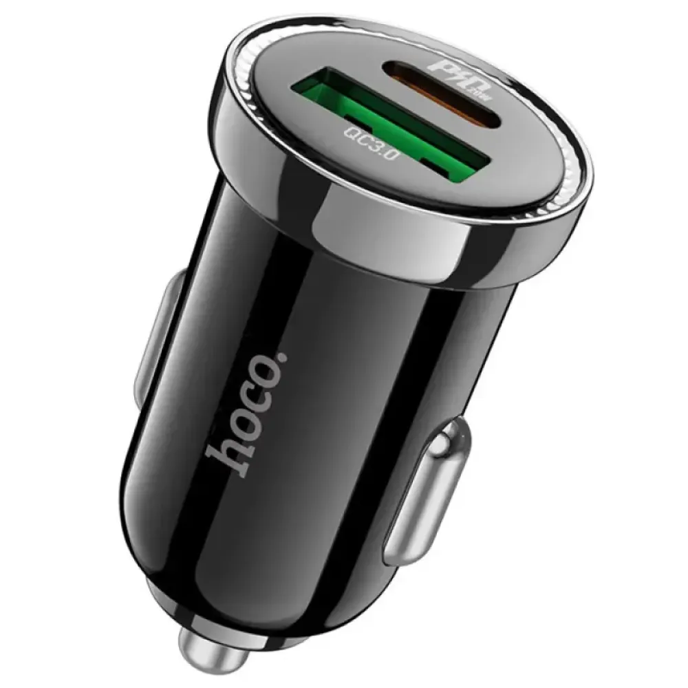 Автомобільний зарядний пристрій Hoco Z44 Leading (1USB 3A QC3.0 + 1Type-C 20W) Black