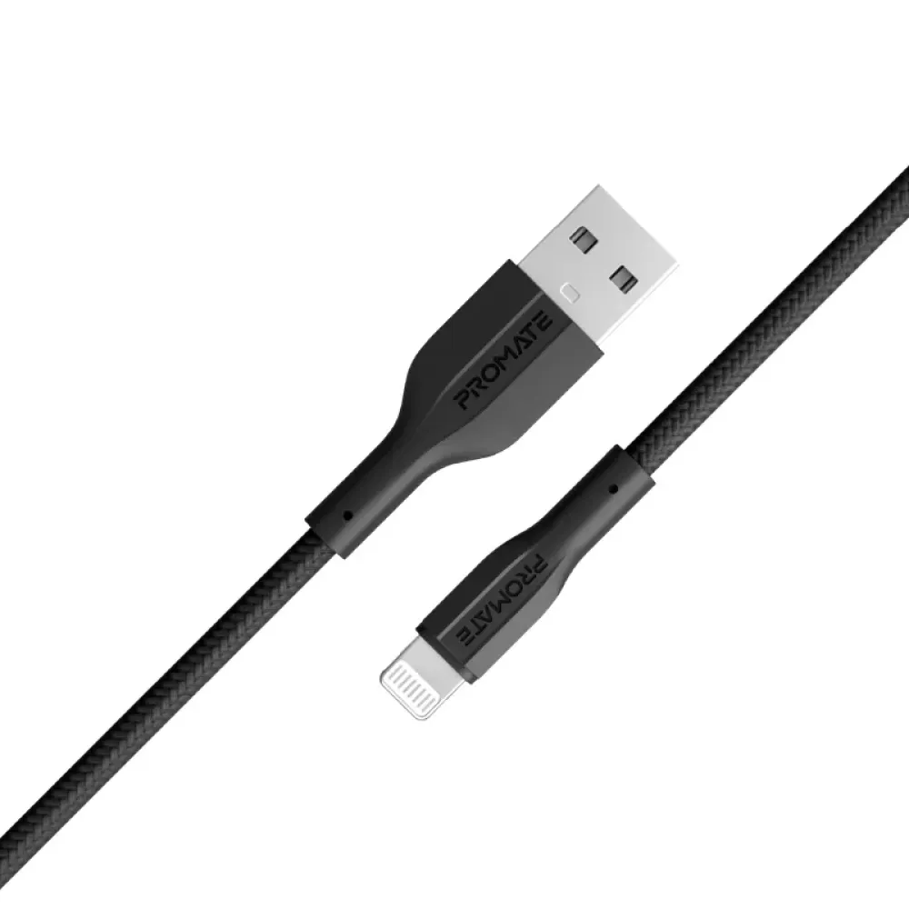 Кабель Promate xCord-Ai USB - Lightning (M/M), 1 м, Black