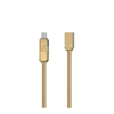Кабель Remax RC-070th Gplex Lightning - micro USB + USB Type-C (F/M), 1 м, Gold (6954851267201)