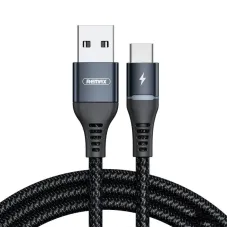 Кабель Remax RC-152a Colorful Light USB - USB Type-C, 2.4 A, 1 м, Black (6972174152080)