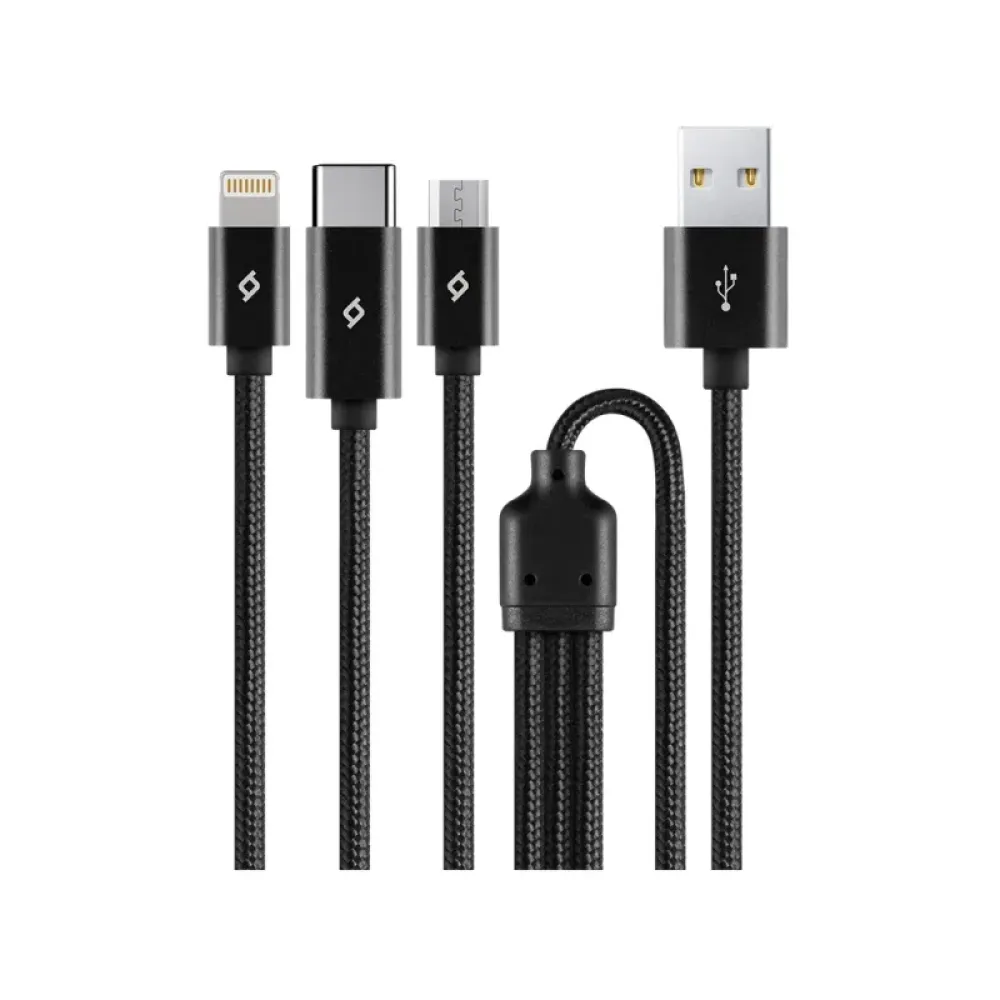 Кабель Ttec AlumiCable Trio USB Type-C - USB Type-A - Lightning - micro USB (M/M), 1 м, Black