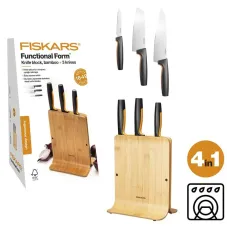 Набір ножів Fiskars Functional Form, бамбукова підставка, 3шт
