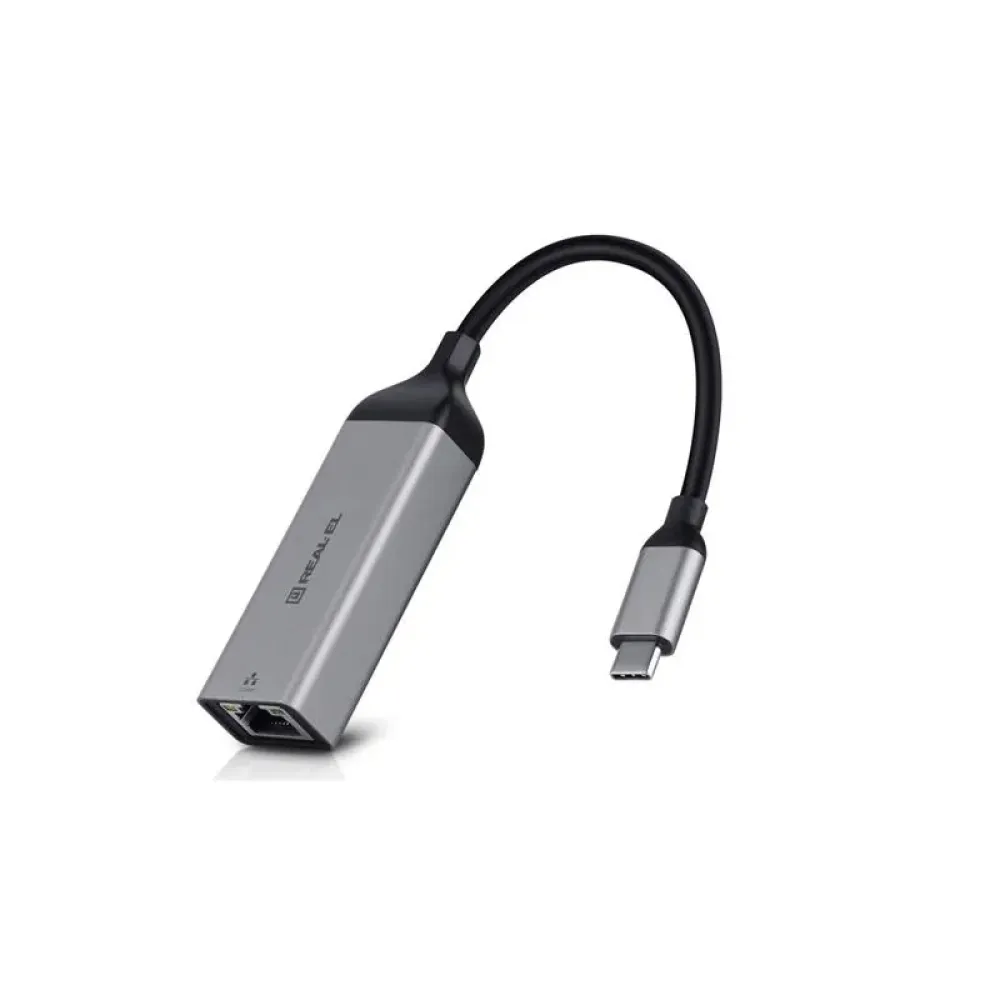 Адаптер REAL-EL CE-150 USB Type-C - RJ45 (M/F), 0.1 м, Black