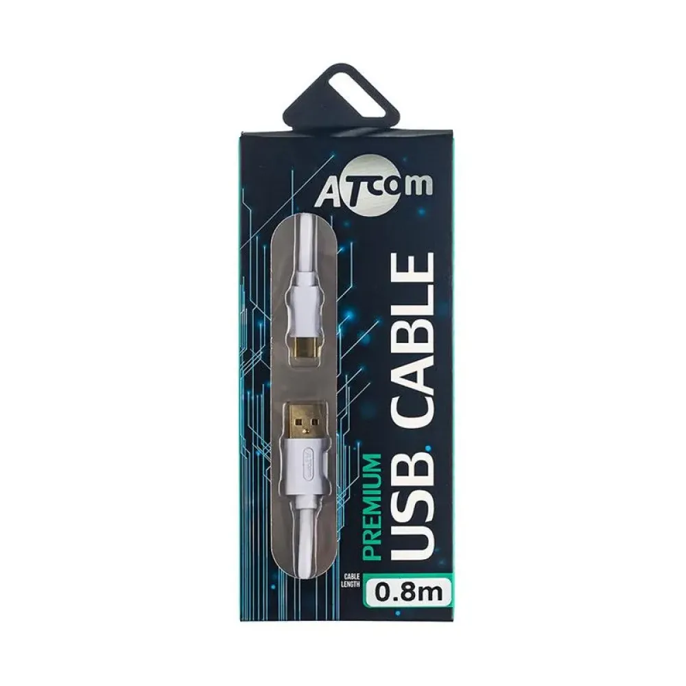 Кабель Atcom (17425) USB 2.0 AM/USB Type C, 0.8м, White