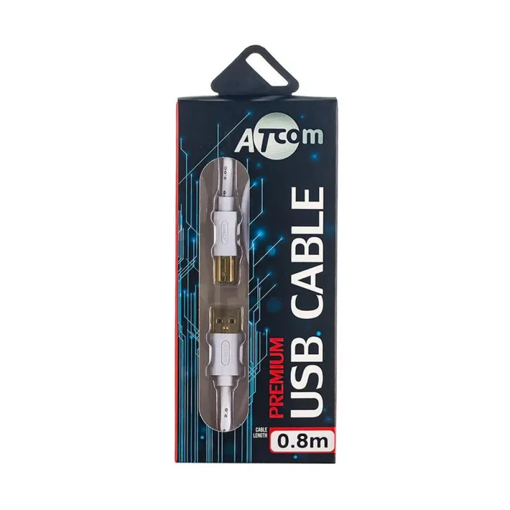 Кабель Atcom USB - USB Type-B V 2.0 (M/M), 0.8 м, White