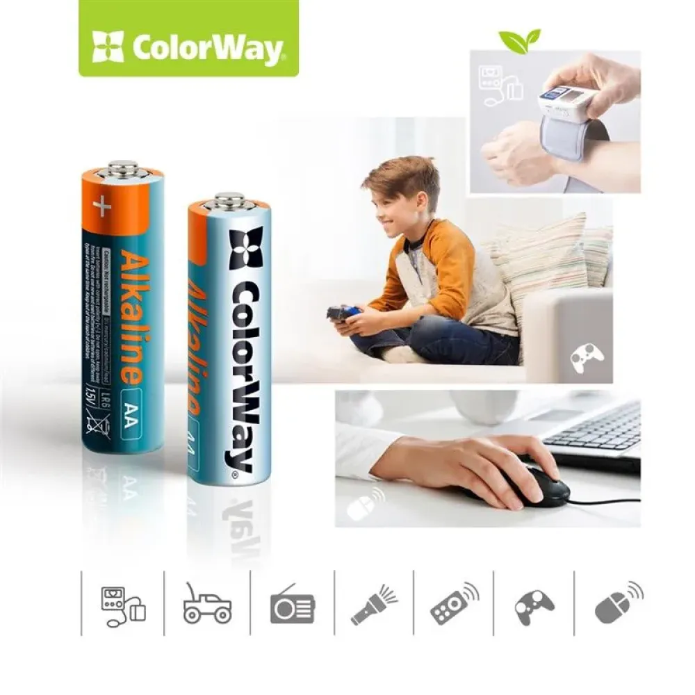 Батарейки ColorWay Alkaline Power AA/LR06 BL 8шт
