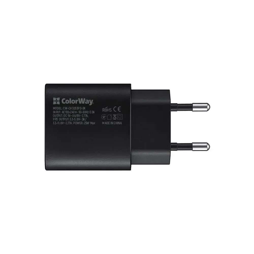 Мережевий зарядний пристрій ColorWay Power Delivery Port PPS (1USB-Cx3A) (25W) Black