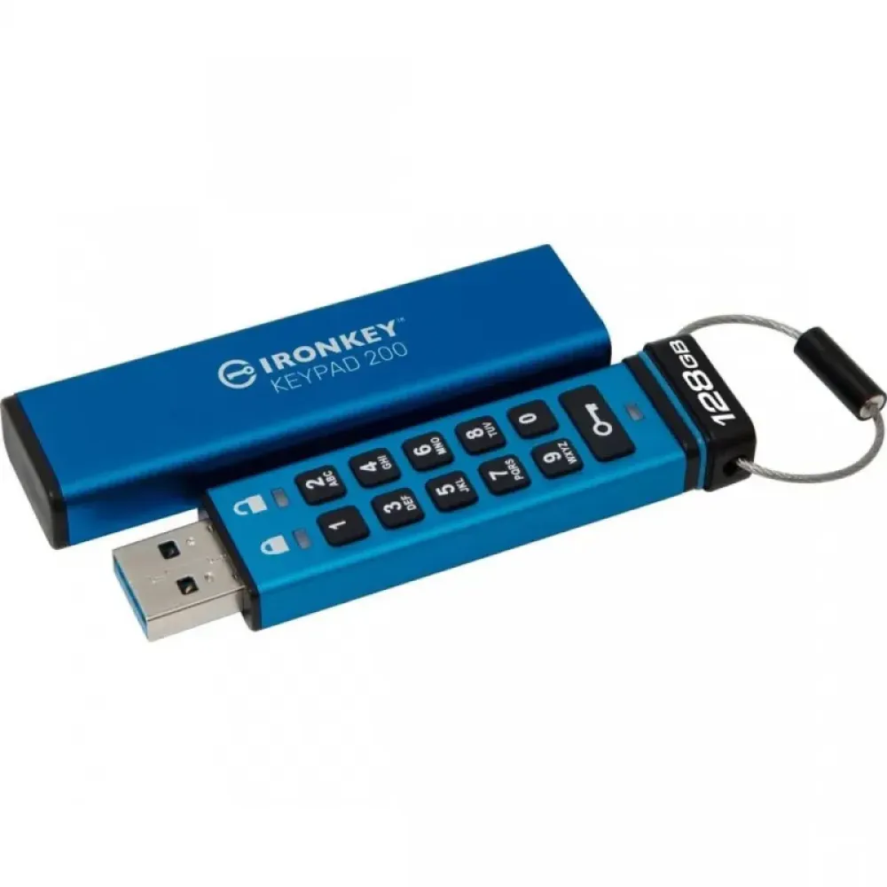 Флеш-накопичувач USB3.2 128GB Kingston IronKey Keypad 200 Type-A Blue
