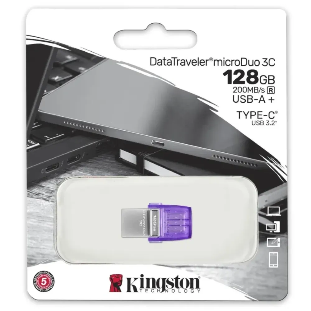 Флеш-накопичувач USB3.2 128GB Type-C Kingston DataTraveler microDuo 3C (DTDUO3CG3/128GB)