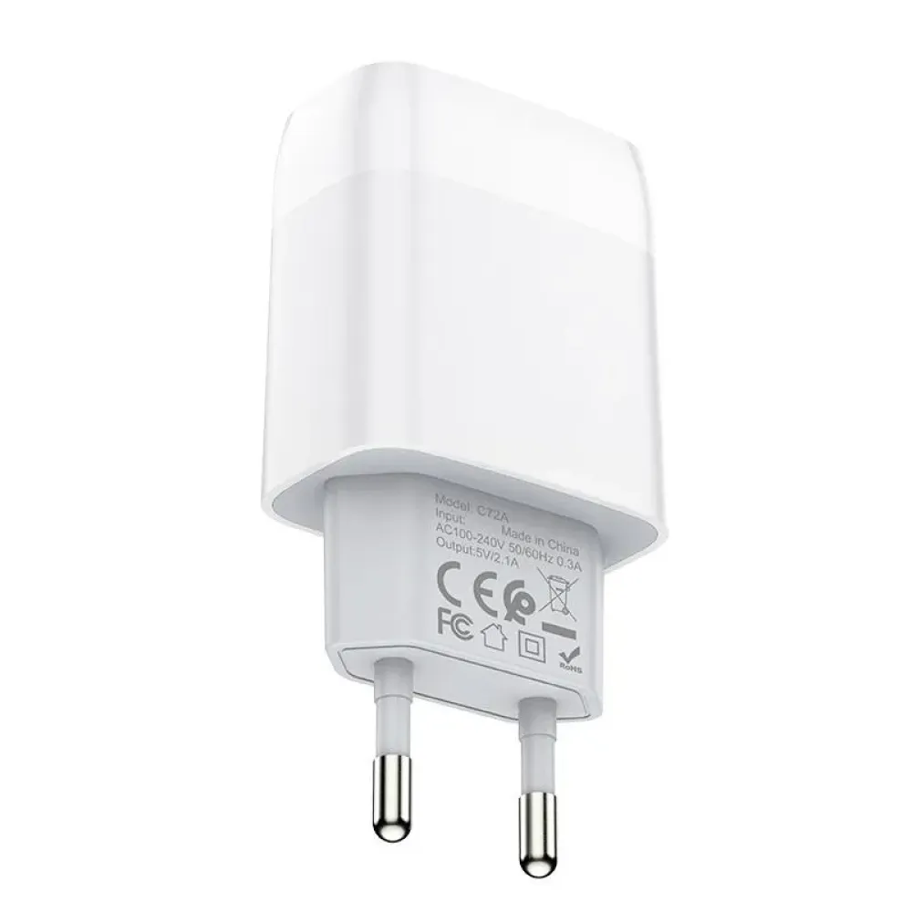 Зарядний пристрій Hoco C72A Glorious (1USB, 2.1А) White