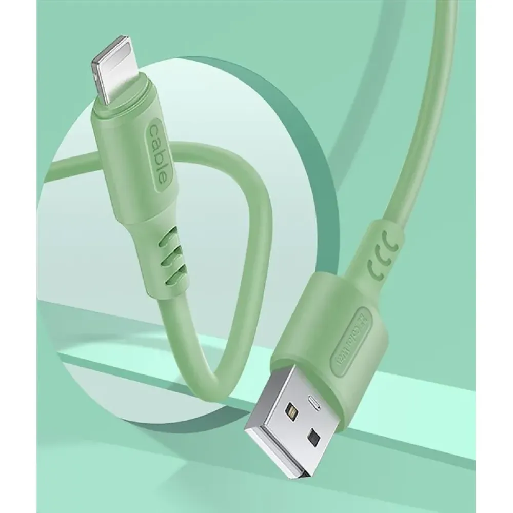Кабель ColorWay USB - Lightning (M/M), soft silicone, 2.4 А, 1 м, Green (CW-CBUL042-GR)