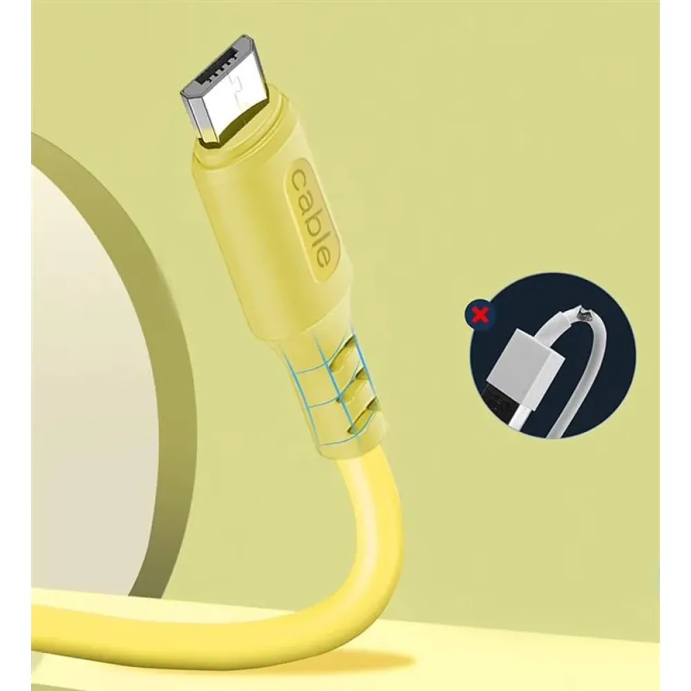 Кабель ColorWay USB - micro USB (M/M), soft silicone, 2.4 А, 1 м, Yellow