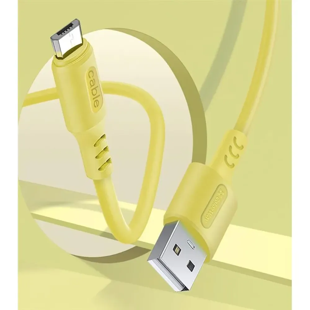 Кабель ColorWay USB - micro USB (M/M), soft silicone, 2.4 А, 1 м, Yellow