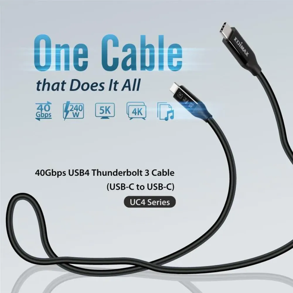 Кабель Edimax UC4 USB Type-C - USB Type-C (M/M), Thunderbolt 3, 0.5 м, Black
