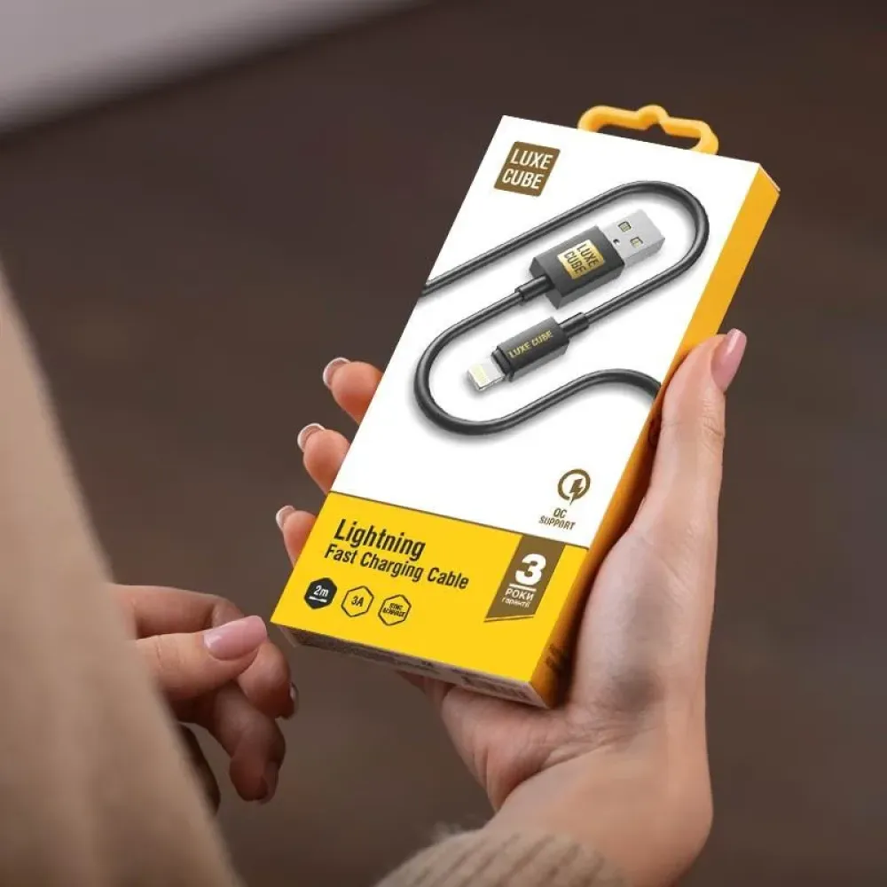 Кабель Luxe Cube USB - Lightning (M/M), 3 А, 1 м, чорний