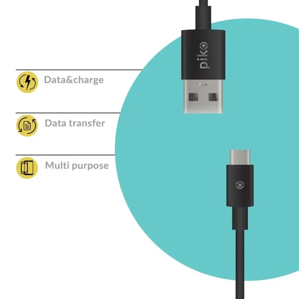 Кабель Piko CB-UT12 USB - USB Type-C (M/M), 2 м, Black