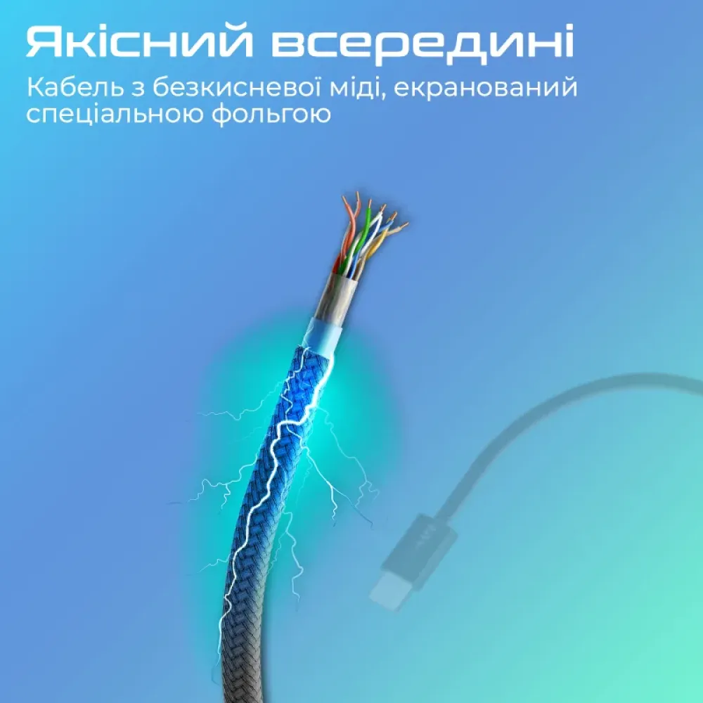 Кабель Promate USB Type-C - Lightning (M/M), 3 A, 27 W, 1.2 м, EcoLine-Ci120 Black