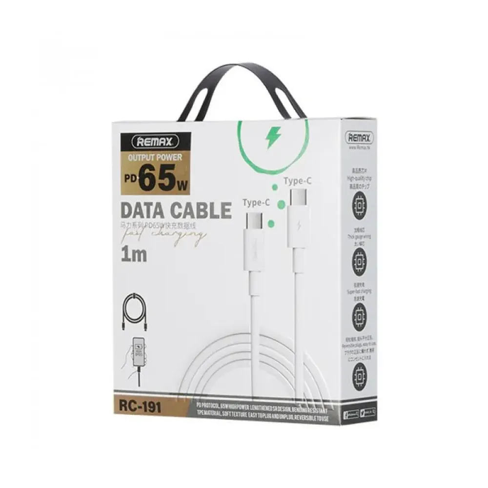 Кабель Remax Marlik Series Power Delivery Type-C to Type-C 65W White (RC-191)