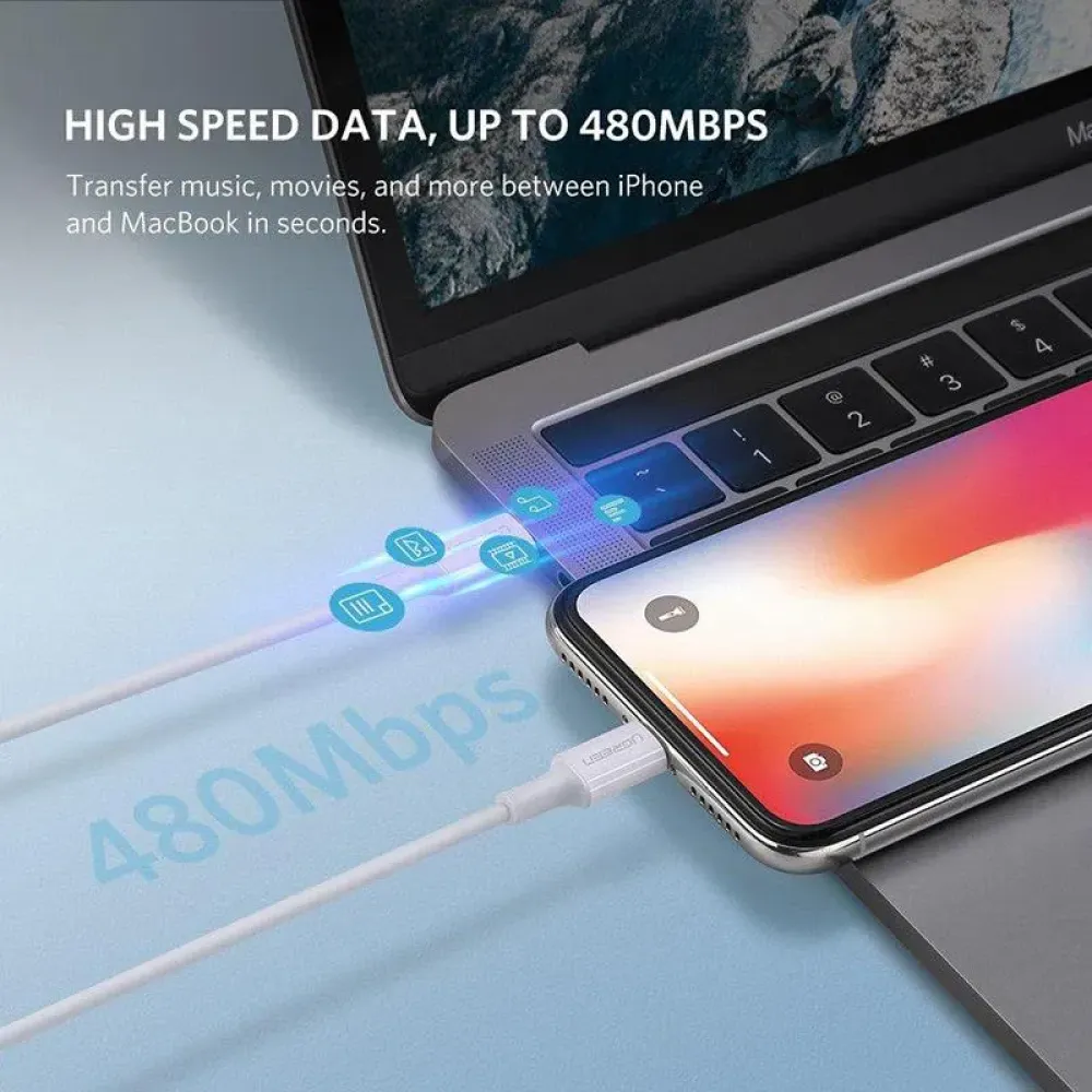 Кабель Ugreen US171 USB Type-C - Lightning (M/M), 2 м, White