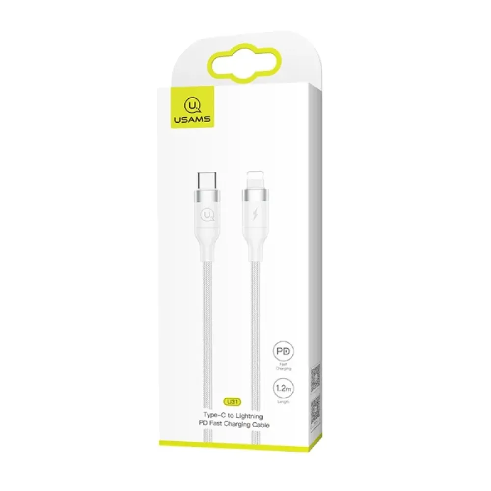 Кабель Usams US-SJ350 USB Type-C - Lightning, 1.2 м, White