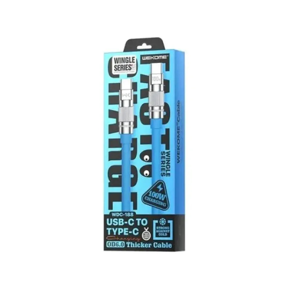 Кабель WK WDC-188 Wingle Series USB Type-C - USB Type-C (M/M), 1 м, 100 W, Blue