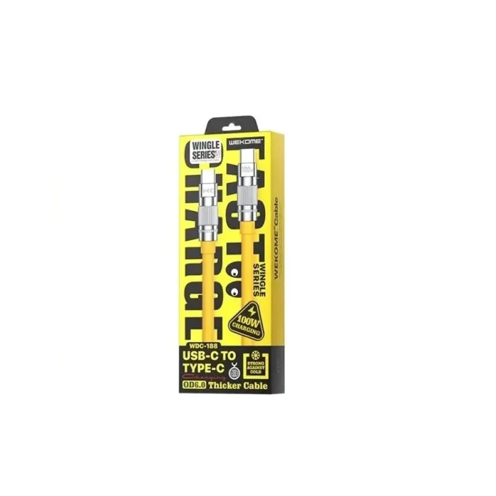 Кабель WK WDC-188 Wingle Series USB Type-C - USB Type-C (M/M), 1 м, 100 W, Yellow