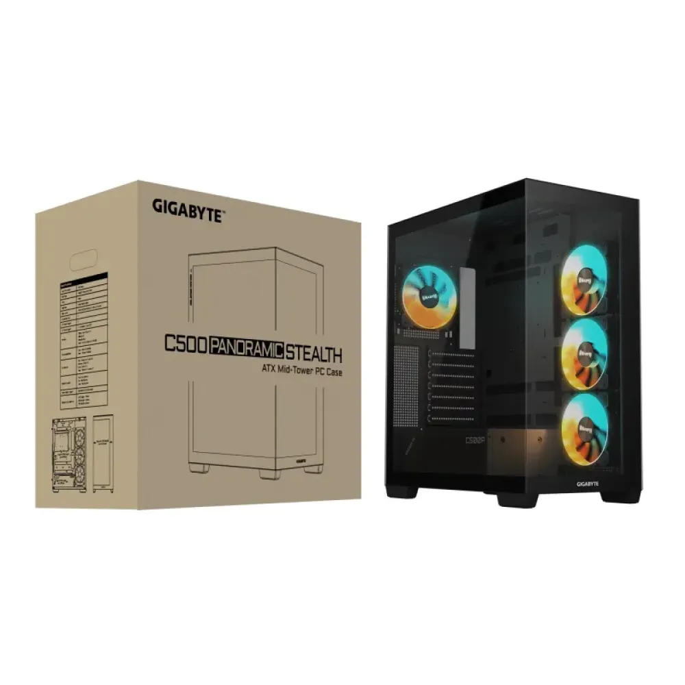 Корпус Gigabyte Aorus C500 Panoramic Stealth Tempered Glass Black без БЖ (GB-C500P ST)
