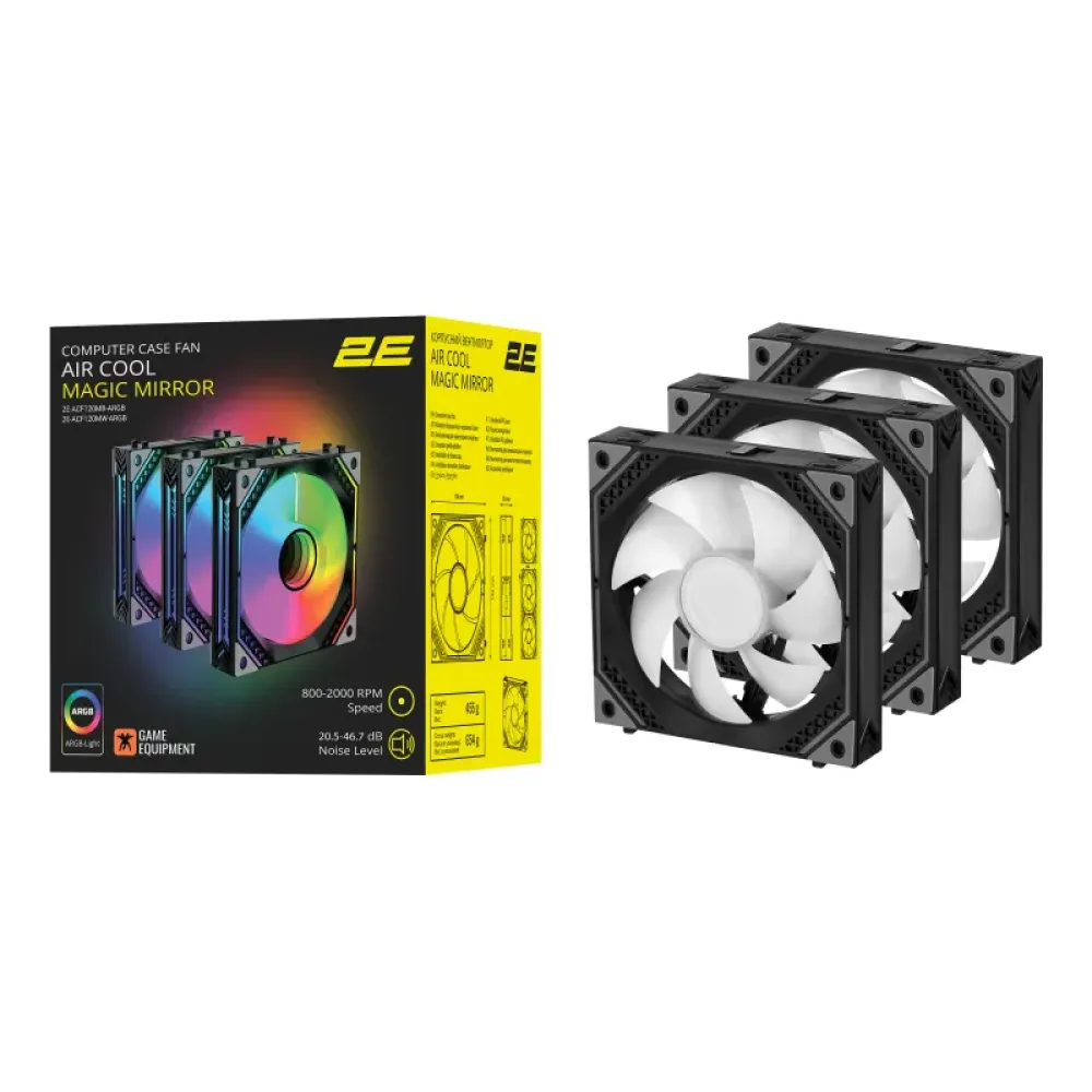 Корпусні вентилятори 2E GAMING Air Cool Magic Mirror ACF120MB-ARGB, 3x120мм