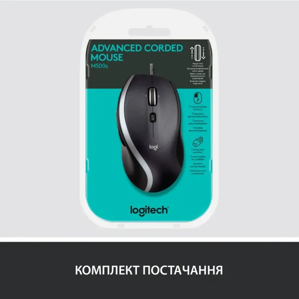 Миша Logitech Advanced Corded Mouse M500s Black