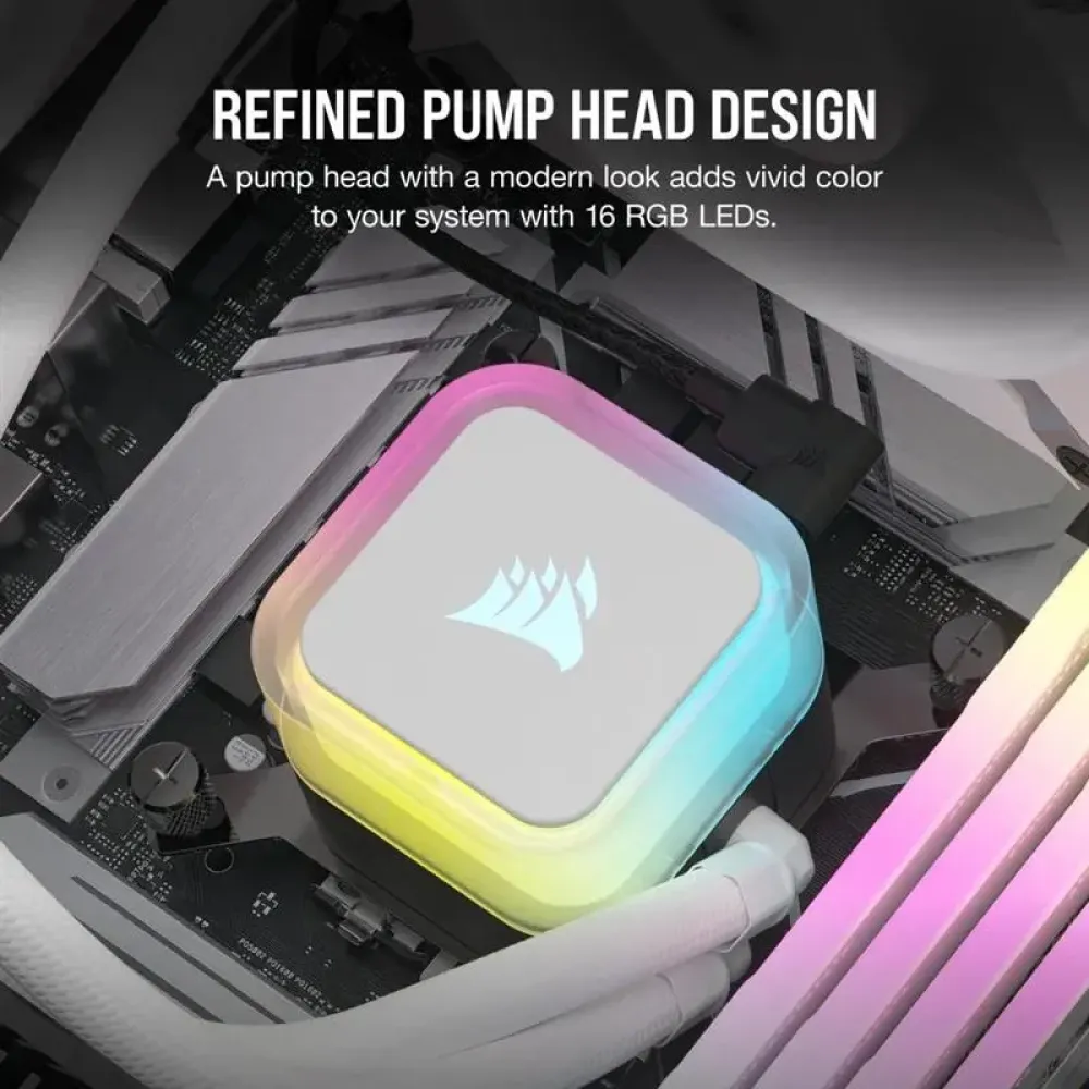 Corsair iCUE H100i RGB Elite Liquid CPU Cooler White (CW-9060078-WW)