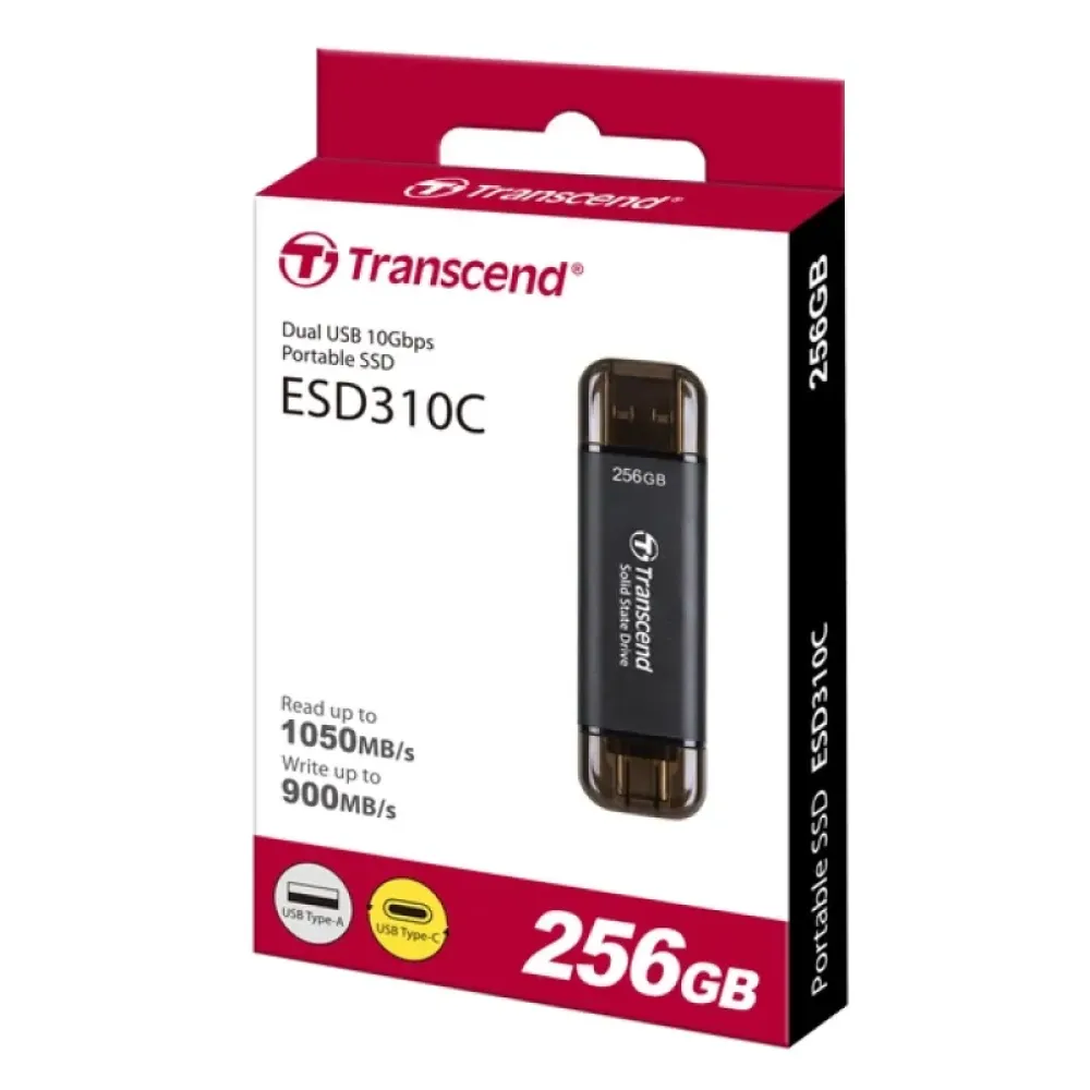 SSD накопичувач Transcend ESD310C 256GB USB Type C/A Gray
