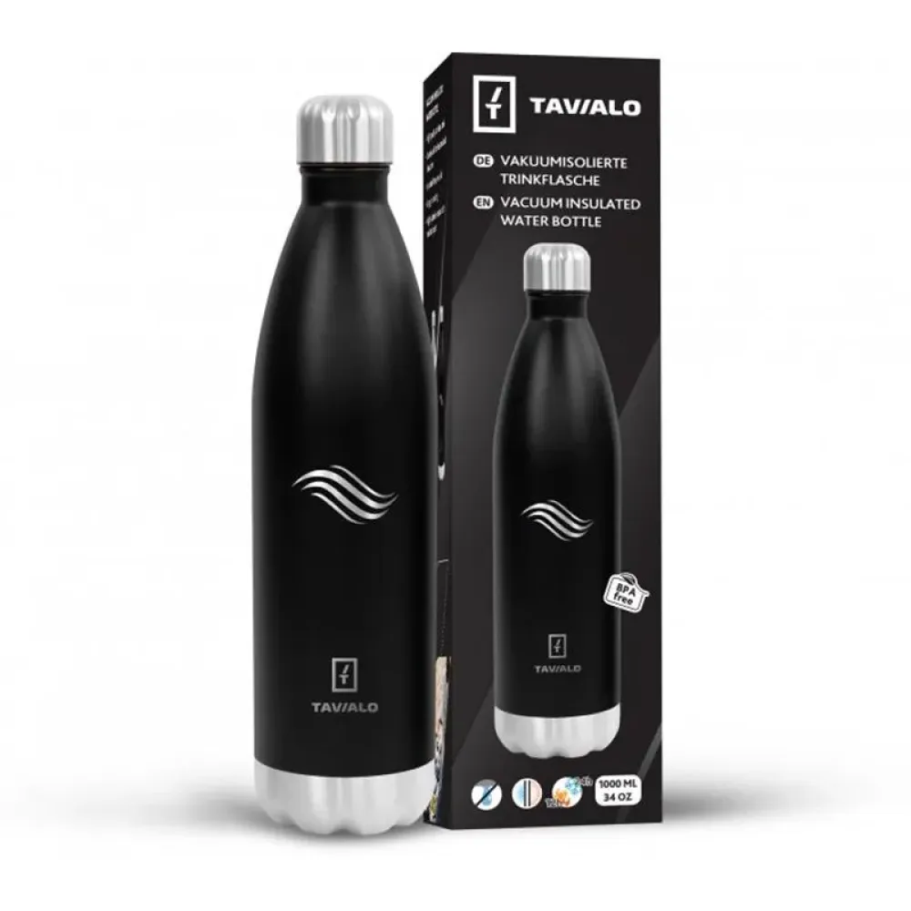 Термопляшка Tavialo 1000 мл чорна