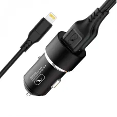 Автомобільний зарядний пристрій SkyDolphin SZ02L Aluminium (2USB, 2.4A) Black + кабель