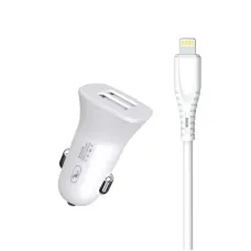 Автомобільний зарядний пристрій SkyDolphin SZ09L (2USB, 3.4A) White + кабель Lightning