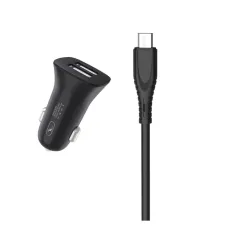 Автомобільний зарядний пристрій SkyDolphin SZ09V (2USB, 3.4A) Black + кабель microUSB