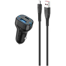 Автомобільний зарядний пристрій SkyDolphin SZ19V PD 20W + QC3.0 20W Black + кабель micr