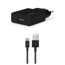 Мережевий зарядний пристрій Ttec SmartCharger USB 2.1А Black (2SCS20CS) + кабель USB Type-C
