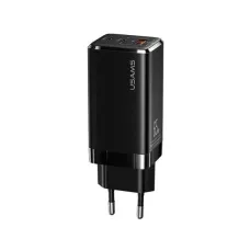 Мережевий зарядний пристрій Usams US-CC110 (1USB, 2USB Type-C) 65W PD + QC3.0 Black (MTXLOGTL01)